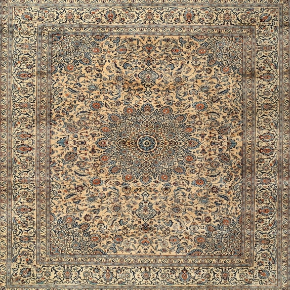 Ahgly Company Machine Washable Indoor Square Traditional Coffee Brown Area Rugs, 5' Square