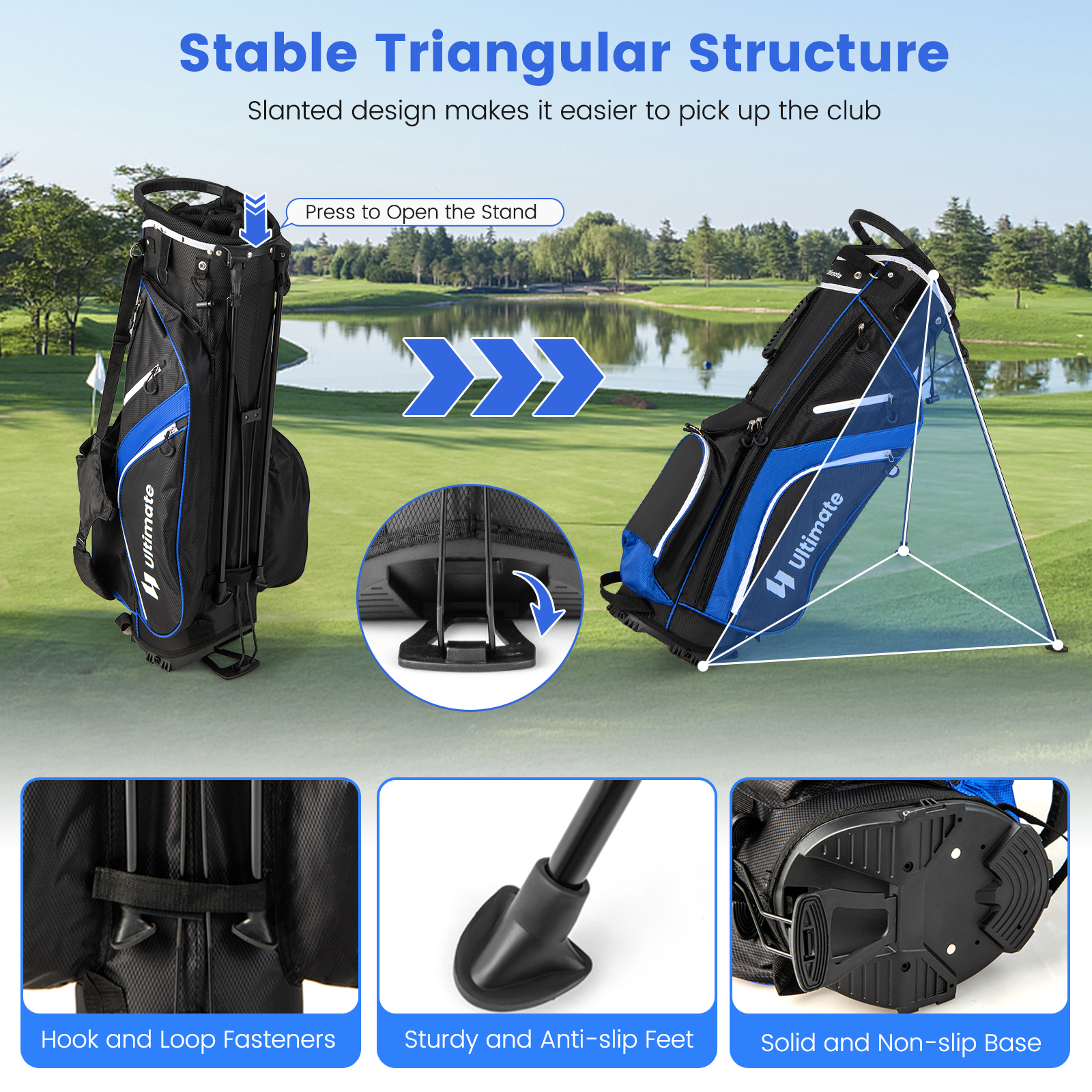 Topbuy 14-Way Top Divider Golf Bag with Stand Lightweight Golf Stand Bag with Dual Shoulder Straps Blue