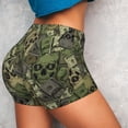 thumbnail image 4 of Fotbe Green Skulls Seamless Shorts, Womens Workout Shorts High Waist Stretch Booty Short for Gym/Yoga/Running/Biking-XX-Large, 4 of 9