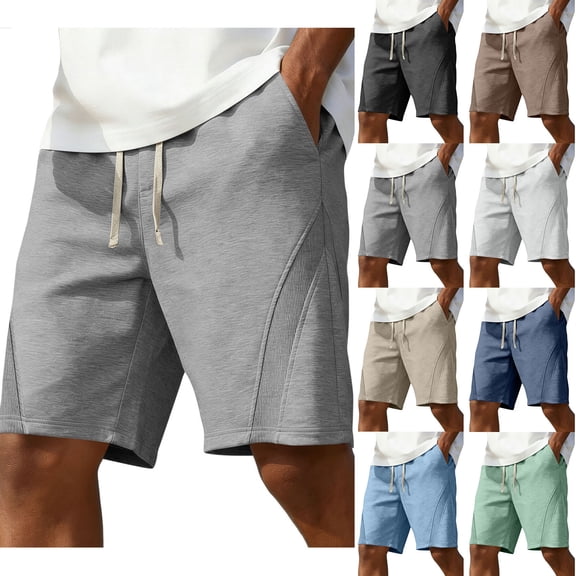 Stamzod Men Shorts 2026 Summer Elastic Waist Sweat Shorts Men Casual Running Athletic Shorts with Pocket Khaki XXXL