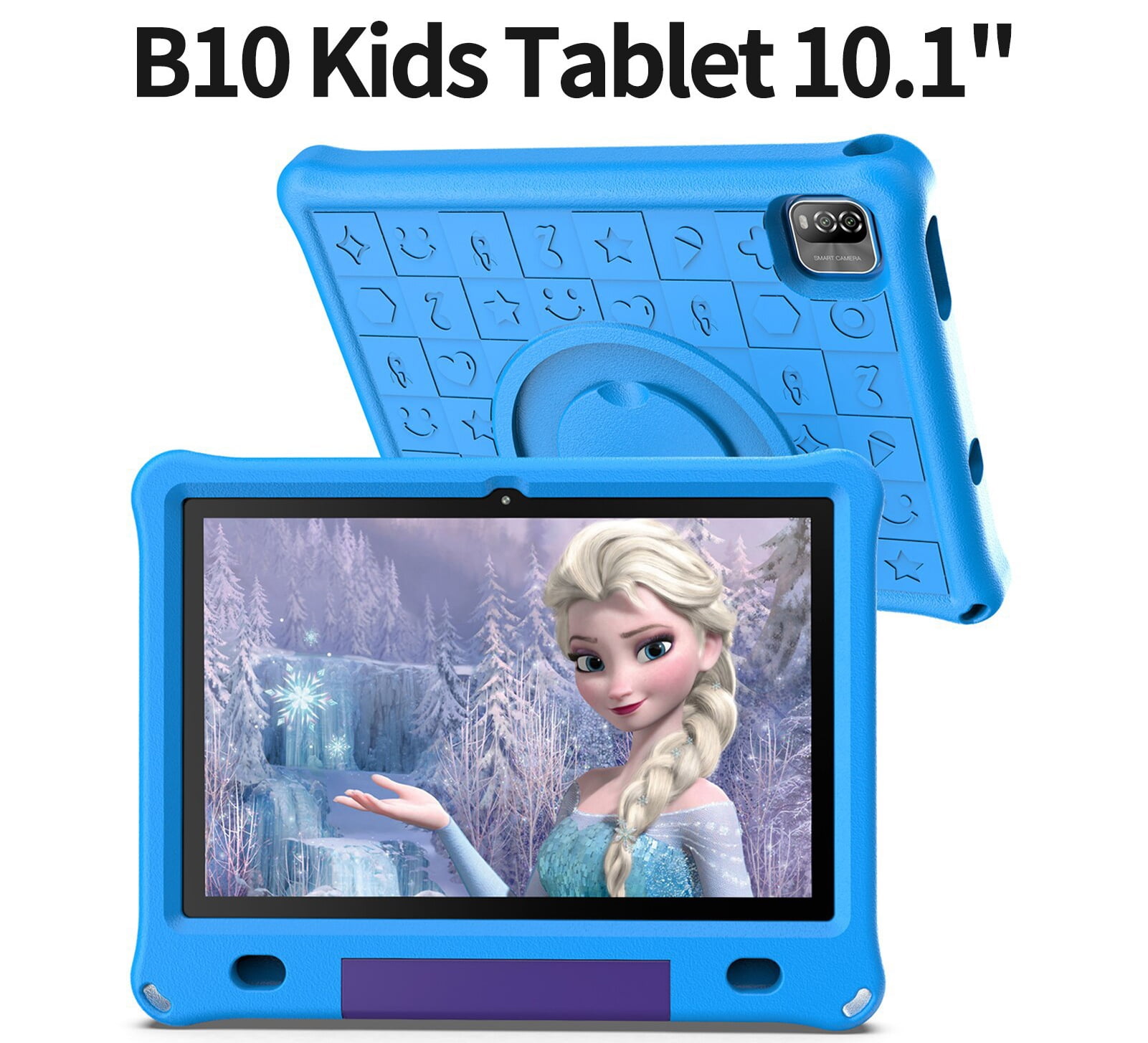T&C 10.1 Inch Kids Tablet PC, IPS Screen + Capacitive Multi Touch, Powered by New Android 12- 3GB Ram + 64GB Rom- Blue Case