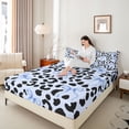 thumbnail image 3 of Manfei Vintage Leopard Print Bow Bed Sheets 4pcs for Teens Girls,Black Blue Cheetah Print King Sheets for Kids,Ultra Soft Home Decor, 3 of 5