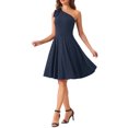 thumbnail image 4 of INSPIRE CHIC Women's Dress Bow One Shoulder Strapless A-Line Flared Party Dress with Pockets S Dark Blue, 4 of 6