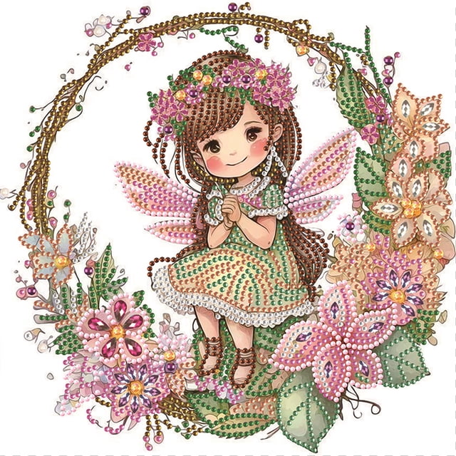 (UP379) Guirnalda Diamantes Parcial Serie Personajes Hada Resina Forma Especial 30*30cm