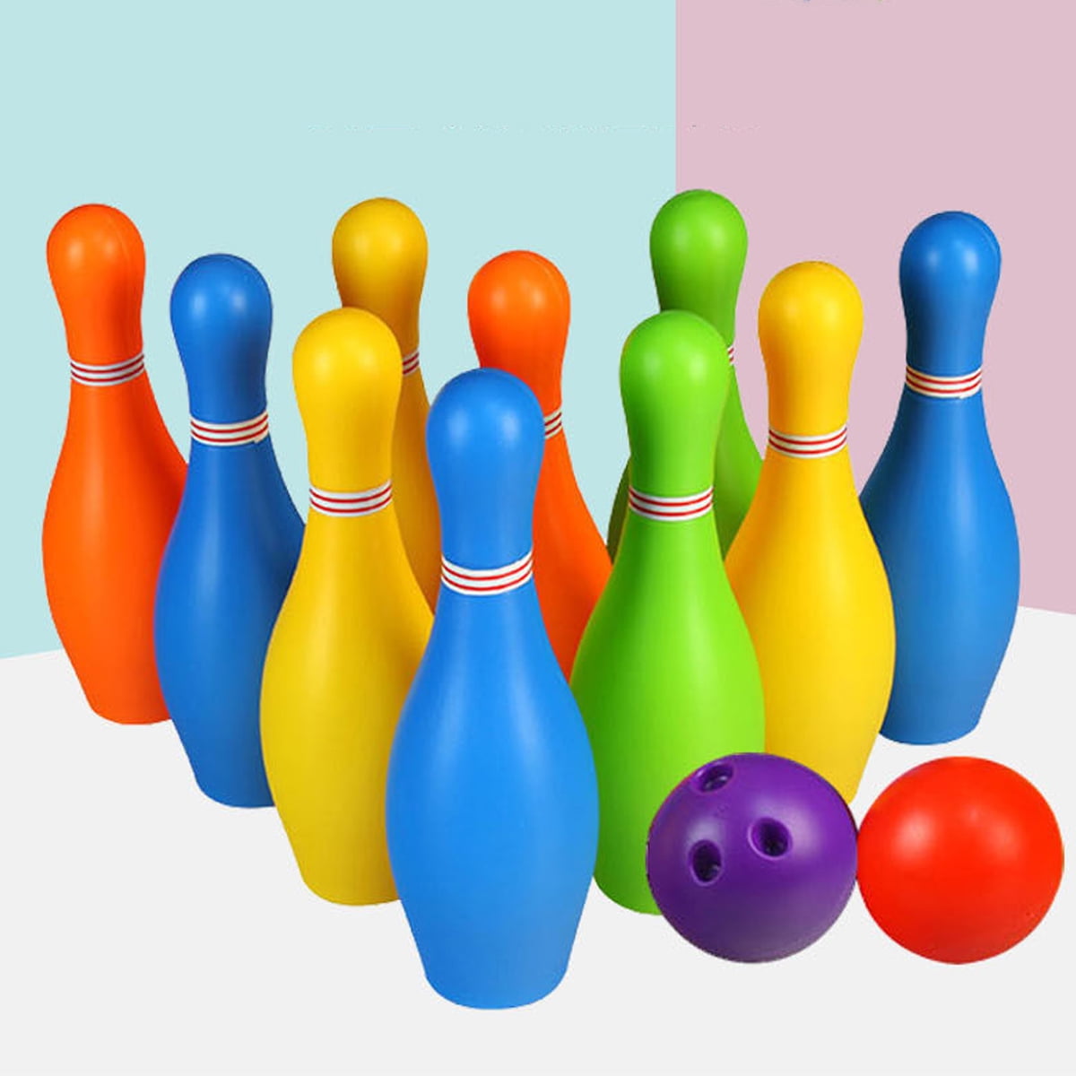 Kids Bowling Ball Set 10 Pins and 2 Balls Children Indoor Toy For Boys