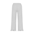 thumbnail image 6 of Fashion Olyvenn Cotton Linen Solid Cropped Pants for Women Summer Elastic Waist Straight Wide Leg Boho Beach Trouser with Pockets White XXL, 6 of 6
