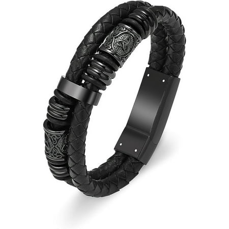 Celtic Urn Cremation Bracelet for Ashes for Men Braided Leather Wristband Cuff Bangle Memorial Urn Jewelry Funeral Keepsake Gift
