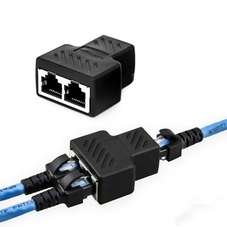 Socket Adapter Cable 1/2Pcs RJ45 1 to 2 Socket Female LAN Ethernet Cable Connector Splitter Extender Adapter ()