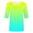 thumbnail image 4 of TSADFHJI Hauts d'Hiver pour Femmes Formels Hauts Adaptés Col Rond Manches Mi-Longues Blouse Imprimée Confortable T-Shirts m Vert Menthe, 4 of 4