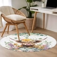 thumbnail image 4 of Round Rugs 3.3 Ft, Spring Cow Floral Non Slip Area Rugs for Kitchen Bedroom Entryway, Green Eucalyptus Leaves Botanical Washable Carpet Runner Rug Floor Mats for Bedroom Home Decor, 4 of 8