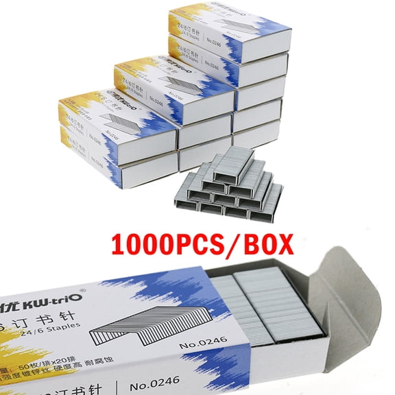 SagaSave Staples for Standard Staplers Heavy Duty Stapling Machines Anti-Rust Silver 3 Size