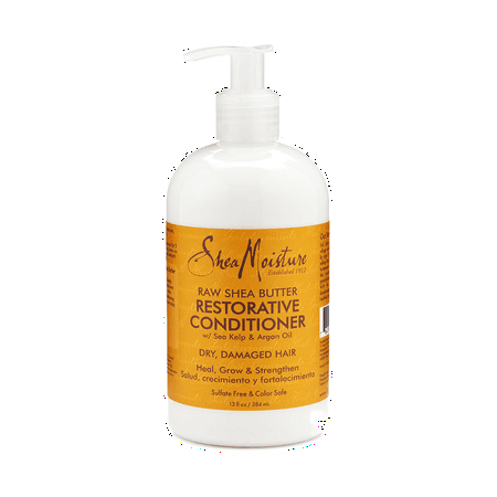Shea Moisture Raw Shea Butter Restorative Conditioner w/ Sea kelp & argan Oil - Dry, Damaged Hair - Sulfate Free & Color Safe - Value Double Pack - Qty of 2 (Best Way To Restore Moisture To Hair)