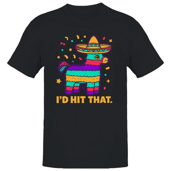 Funny Piñata Fiesta Men's Black T-shirt