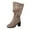 Beige, variant on Xfvqtps Womens Boots Mid Calf Wide Calf Side Zipper Chunky Mid Heel Buckle Strap Almond Toe Casual Commute Heel Boots Gray