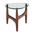 thumbnail image 4 of HomeRoots  Clear Tempered Glass Side Table with Walnut Base, 23.63 x 23.63 x 19.69 in., 4 of 5