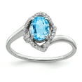 thumbnail image 1 of Sterling Silver Rhodium Diam. & Light Swiss Blue Topaz Ring Size 7, 1 of 2