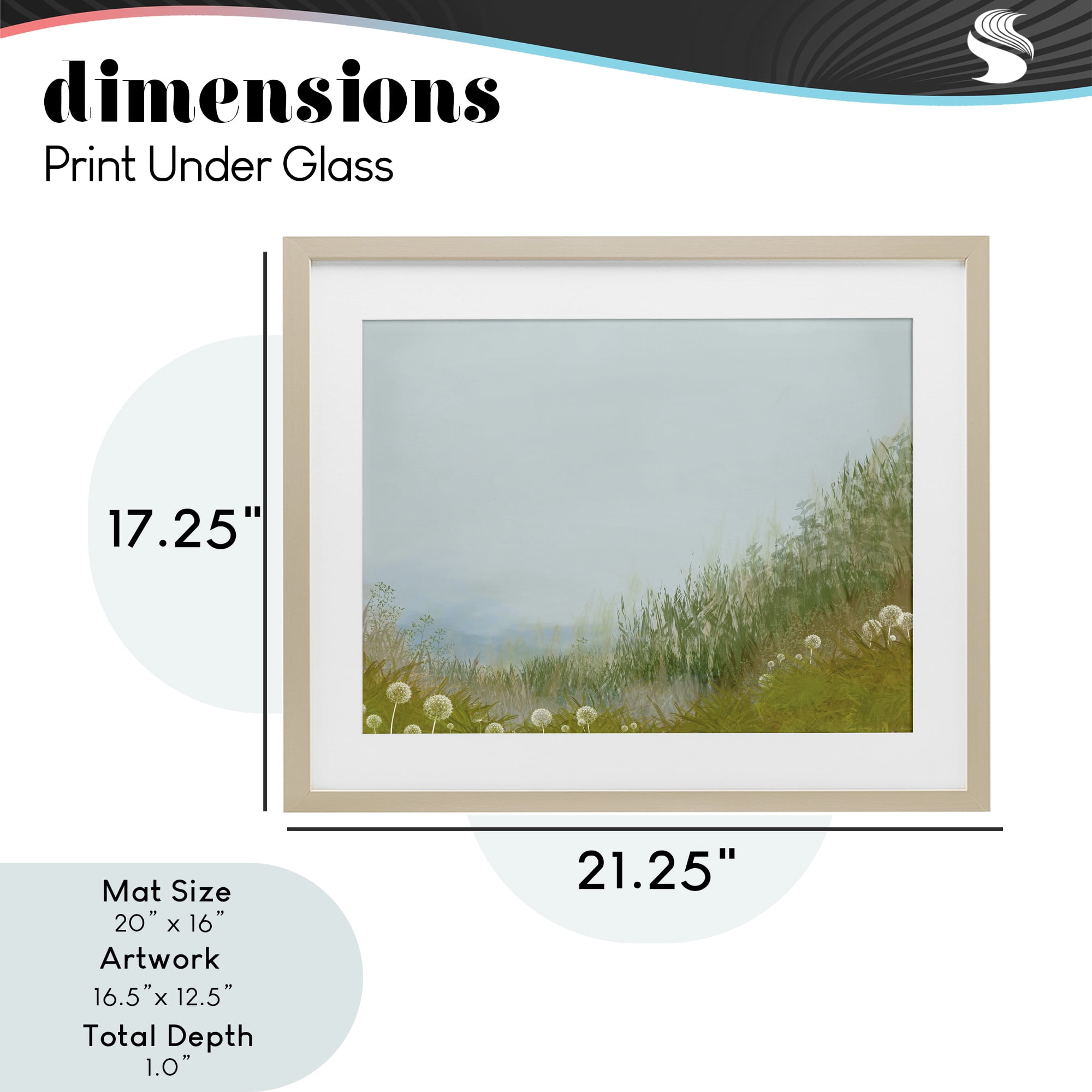 Misty Meadow Hill Birch Framed Print Under Glass, design by Renel Peters