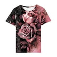 thumbnail image 4 of bnaln Tshirts Women Summer Short Sleeve Tops Casual Floral Printed T Shirts Elegant Crew Neck Tees Ladies Blouses Plus Size Petite Top Basic Going Out Work Holiday Clothes, 4 of 4