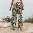 thumbnail image 5 of Dwralegc Wide Leg Pants Woman Lounge High Waisted Capri Pants Dressy Wide Leg Cotton Linen Trouser Plus Size Loose Floral Print Pants with Pocket Army Green L, 5 of 5