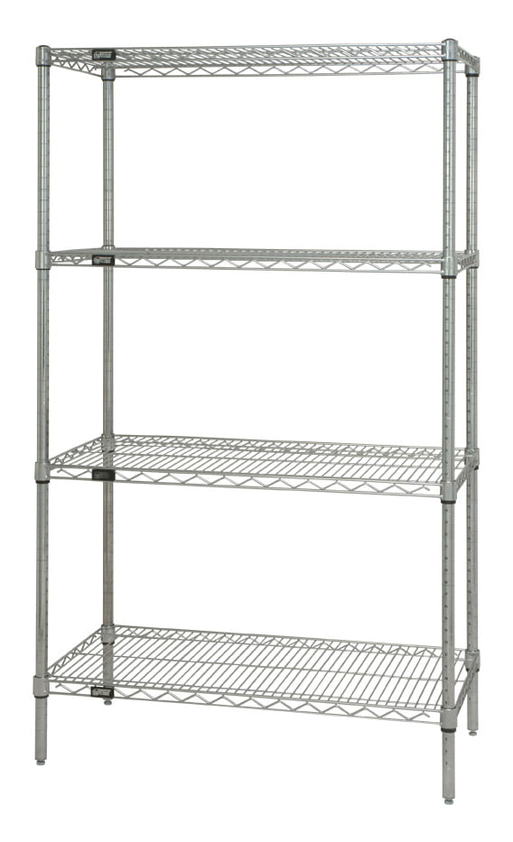 Chrome Finish 14 Width x 42 Length x 54 Height Quantum Storage Systems WR54-1442C Starter Kit for 54 High 4-Tier Wire Shelving Unit 