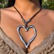 thumbnail image 2 of Collares de Corazón Bayetss para Mujer, Hermoso Collar Vintage Ajustable con Colgante de Amor Grande y Cadena de Cuerda de Cuero., 2 of 5
