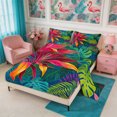 thumbnail image 2 of Manfei Hawaiian Leaves King Sheets 4pcs,Tropical Botanical Plants Bedding,1 Flat Sheet,1 Fitted Sheet and 2 Pillowcases, 2 of 6