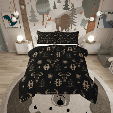 Erosebridal Bull Skull Comforter Sets,Western Cowboy Comforters & Duvets,Super Cozy Reversible Bedding Comforter Set,Cactus Decoration,2pcs