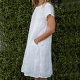 thumbnail image 3 of Bigersell Robes et Robes de Soirée Robe pour Femme Ample à Col Rond avec Poche en Coton et Lin Robe à Manches Courtes Robe pour Invitée de Mariage Femme Robe Soleil Régulière Robes, Style 33164, Blanc G, 3 of 9