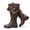 Brown 108, variant on Love Steetly Women's Extra Wide Calf Knee High Boots, Slouchy Ruched Tall Boots, Harness Buckle Strap, Chunky Lug Sole Block Heel Side Zipper Boots.