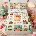thumbnail image 2 of Manfei Ornament Zipper Twin Comforter Sets with Fitted Sheet and 2 Pillowcases Christmas Zipper Bedding Set, Rust Cream, Xmas Reversible, 2 of 7