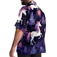 thumbnail image 3 of Starry Unicorn Men's Short Sleeve Printed Poplin Shirt with Spread Collar Tops - Casual Button Down Summer Beach Shirt for Men and Women, 3 of 6