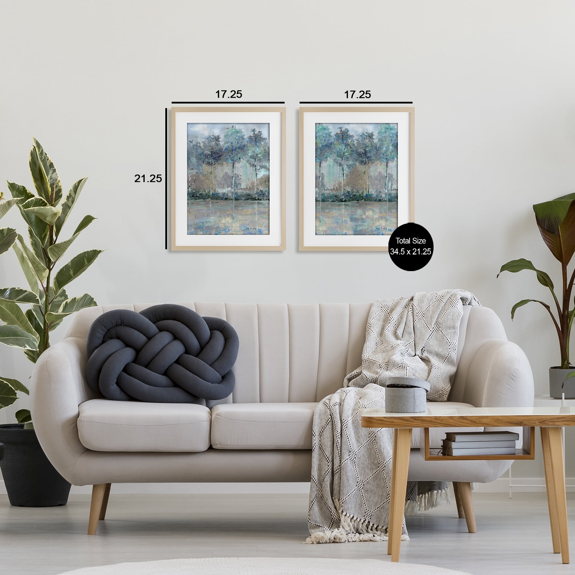Stupell Industries Subdued Tree Landscape Impression 2 Piece Birch Framed Print Under Glass Set, design by Sally Swatland