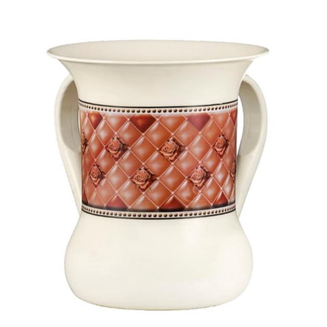 Netila 56825 Stainless Steel Washing Cup with Diamond Design Ivory - 5.5 in.