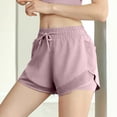 thumbnail image 4 of Cagogo Women Quick Dry Athletic Shorts Drawstring Elastic Waist Casual Slim Regular Fit Sporty Workout Running Summer Shorts Activewear Bottoms, Purple M, 4 of 5
