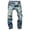 Light Blue, variant on WREESH Men's Ripped Jeans Slim Fitting Destroyed Denim Pants Casual Cotton Straight Trousers Jeans Pants Full Length Pants Light Blue