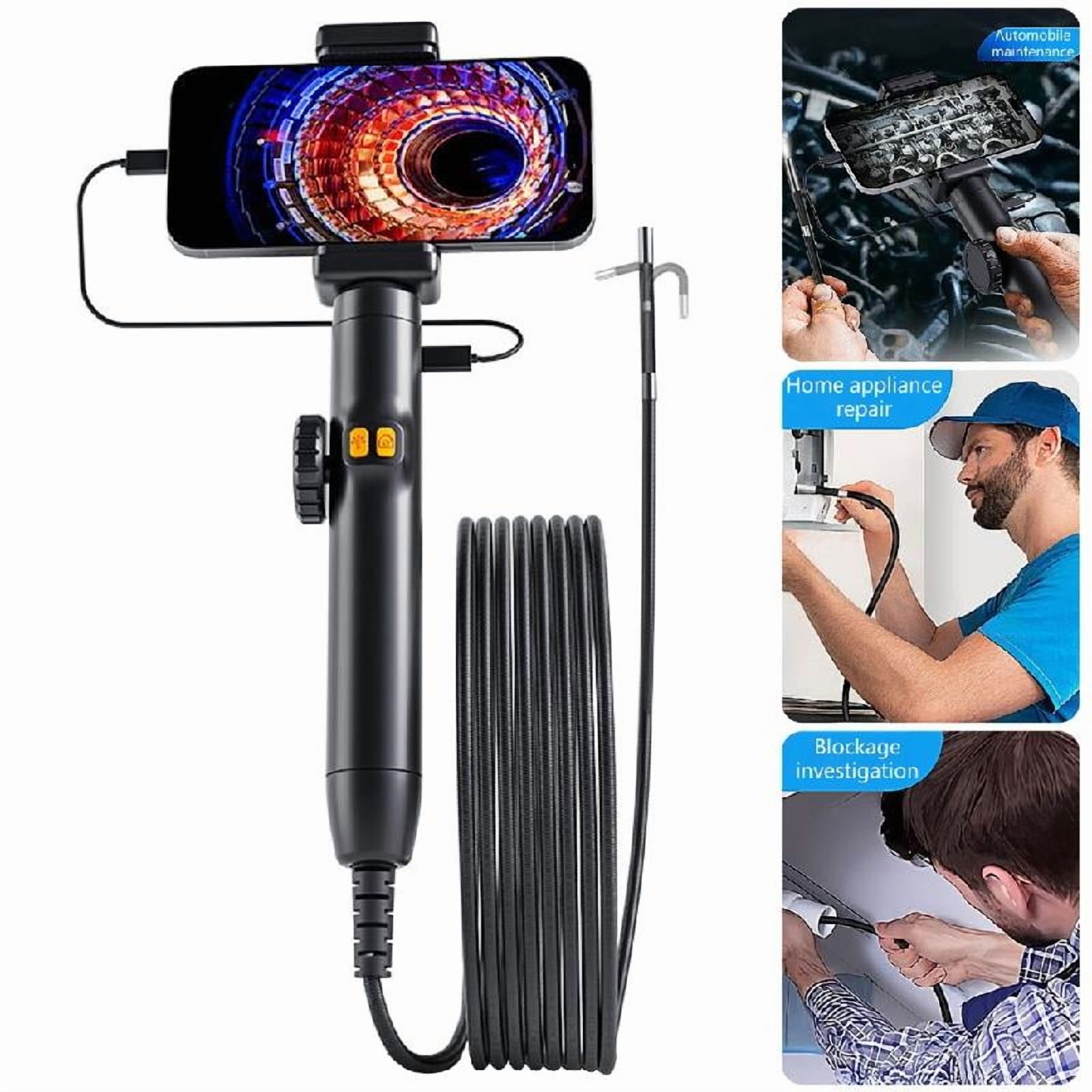 Flexible Snake Endoscope Camera Industrial Endoscope Inspection Camera 6mm Lens Borescope Camera with Adjustable Light
