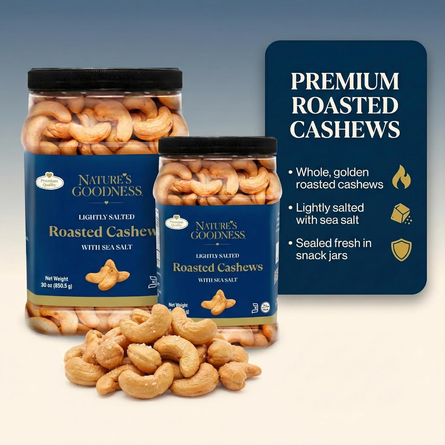 Cashews Lightly Salted, Roasted Nuts - 30 oz - Healthy Snack with Crunchy Rich Flavor & High Protein - Family Size