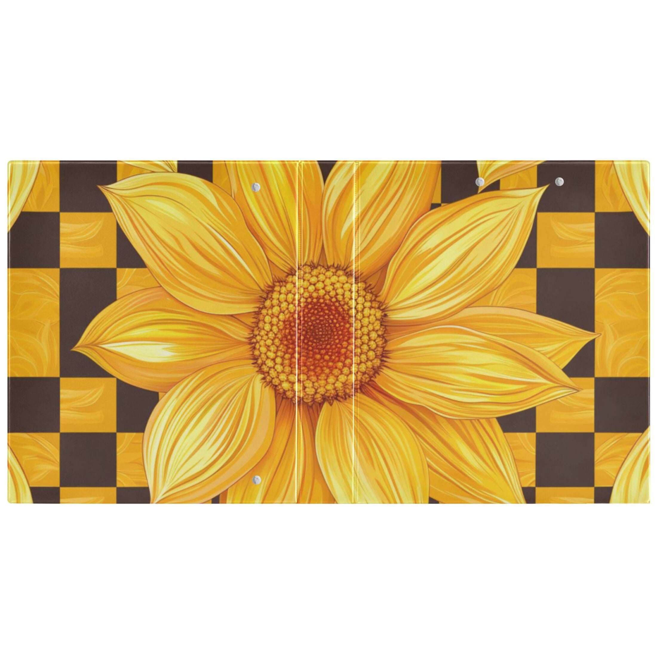 Yellow Checkered 3 Ring Binders 1.5 inch Hardcover File Folders with Interior Pockets A4 Size Organizer for School Office Hospital