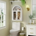 thumbnail image 4 of EAG Arched Wall Cabinet, Bathroom Medicine Cabinet with Glass Doors & Adjustable Shelves, Floating Storage Cabinet for Wall Over The Toilet Storage Cabinet Space Saver, 4 of 10