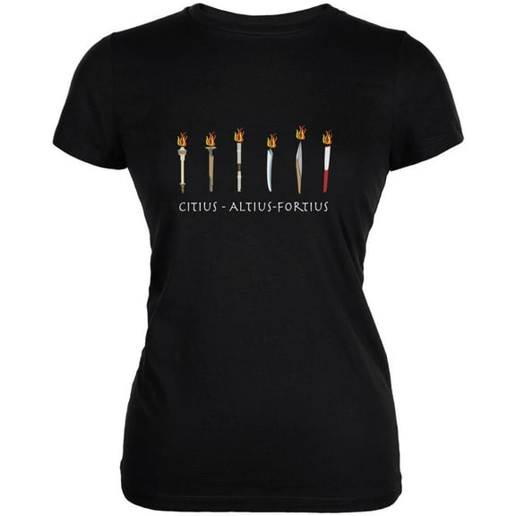 Evolution of the Olympic Torches Black Juniors Soft T-Shirt - 2X-Large