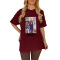 thumbnail image 2 of TayIor Sw1ft Chemises, Tyler Sw1ft Merch, Tyler Sw1ft, Mode Décontractée Imprimée Col Rond Manches Courtes Chemises Blouse Femme Graphique Amateur de Musique TKFASHION Vin m, 2 of 6