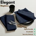 thumbnail image 2 of Native Fab Set of 4 Hemstitch Cloth Napkins 100% Cotton Reusable Daily Use - 18"x18" - Navy, 2 of 6