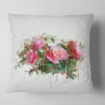 thumbnail image 2 of Designart Bunch of Pink Roses Watercolor - Flower Throw Pillow - 16x16, 2 of 5
