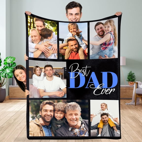 Custom Blanket with Photos/Text, Personalized Picture Blanket Throw Using My Own Photos, Customized Memorial Mothers for Mom Dad Family Friends - 4 Size (1 Photo W/Text)
