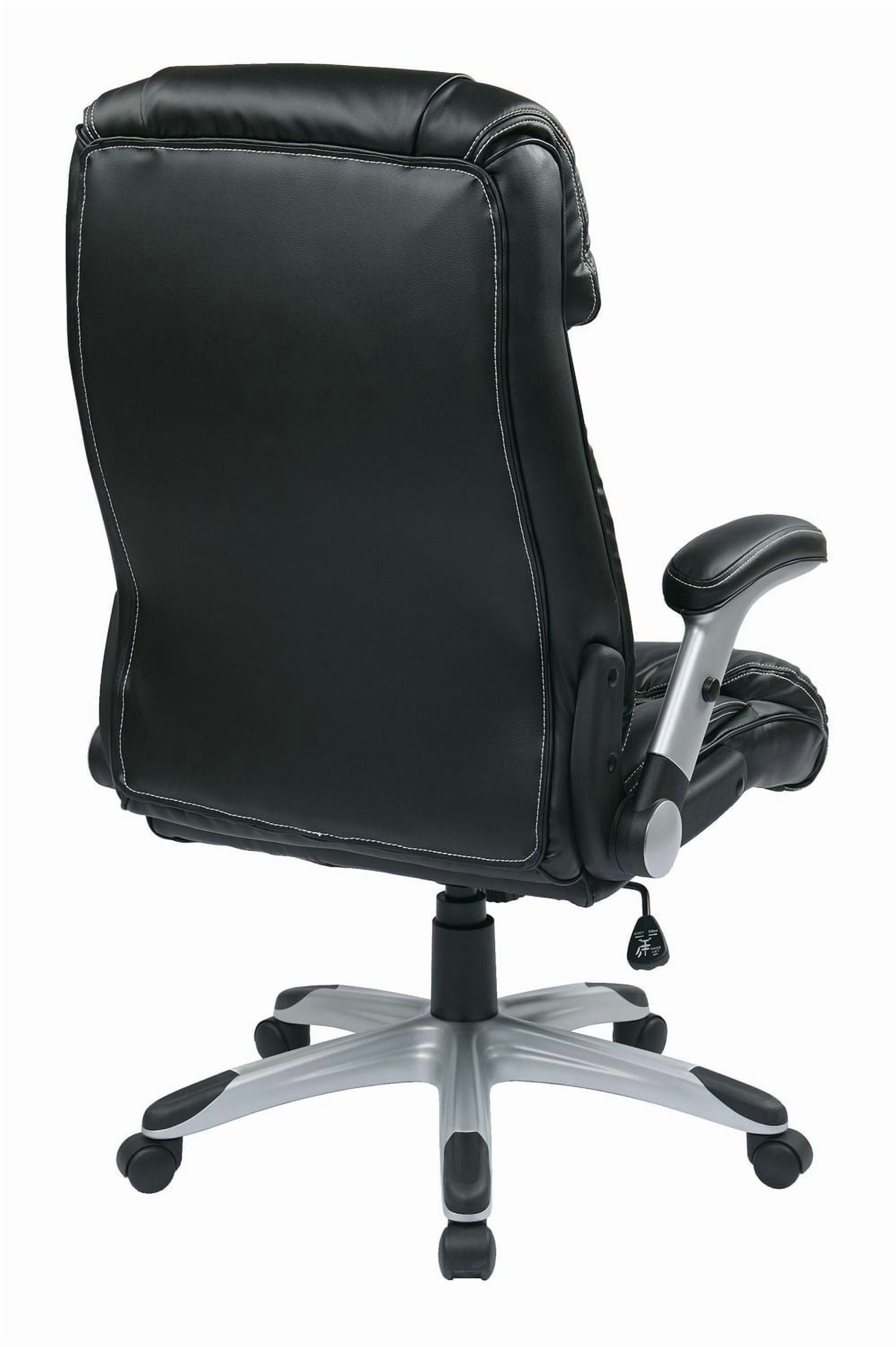 Bonded leather chair with adjustable flip arms in black