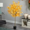 thumbnail image 3 of Nearly Natural 5' Artificial Maple Artificial Tree in Black Plastic Pot, 3 of 4