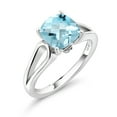 thumbnail image 2 of Gem Stone King 3.49 Ct Cushion Checkerboard Sky Blue Topaz White Topaz 925 Sterling Silver Ring (Size 7), 2 of 4