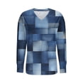 thumbnail image 3 of Fashion Women's Plus Size Print Hem Slit Long Sleeved V-Neck Pullover Fashionable Top, 3 of 4