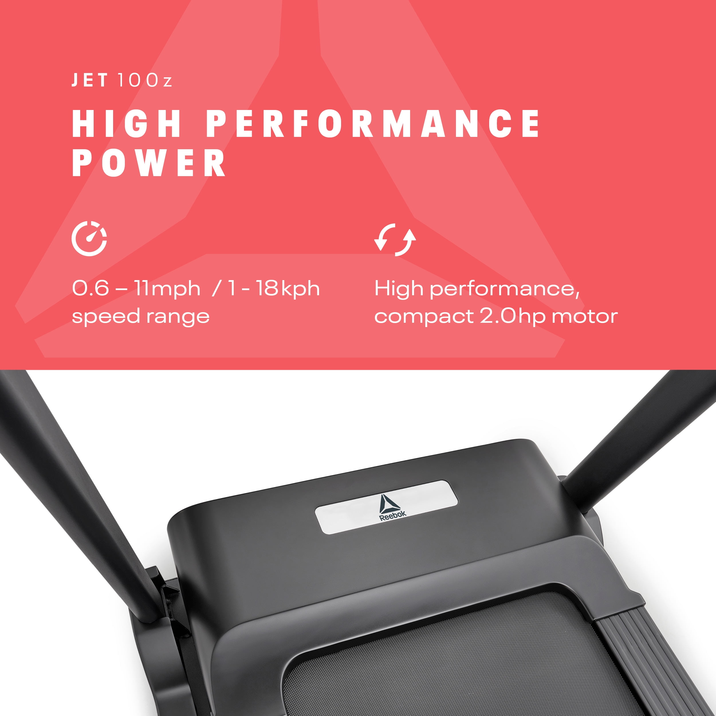 Reebok Jet 100Z Treadmill with Incline, Foldable, Bluetooth, Walking or Running, 2.0 HP, 11 MPH