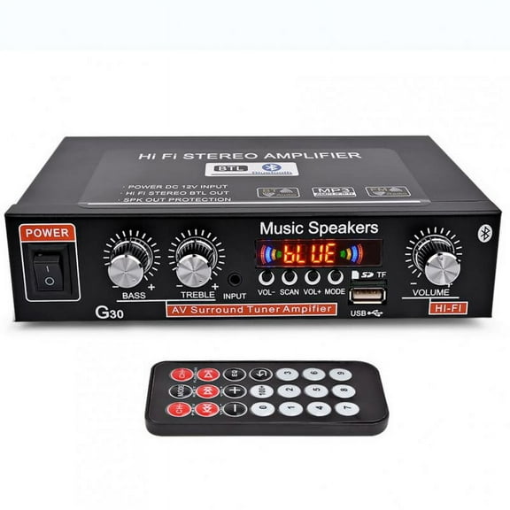 12V 4.0 High Performance 2 Channels TF/U Disk/Remote Control/Power Amplifier FM Radio Auto